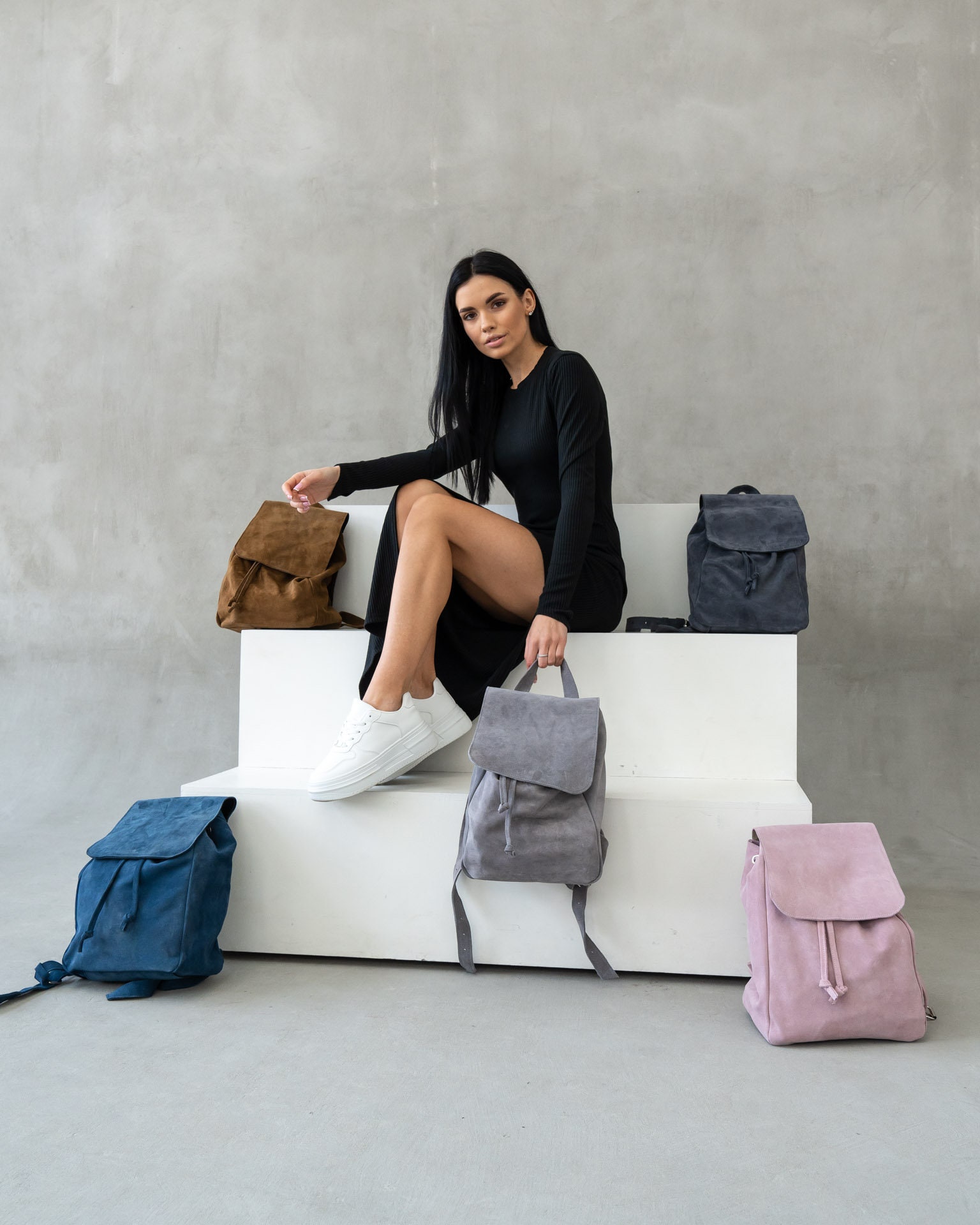 Stylish Suede Backpack for Women, Commuter Suede Backpack