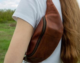 Riñonera de cuero estilo retro, riñonera de cuero genuino, bolsa de viaje, riñonera de cuero para ella