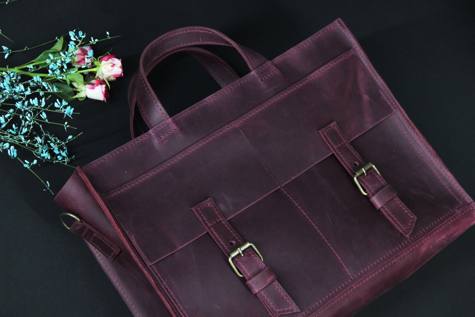 laptop leather messenger bag for women