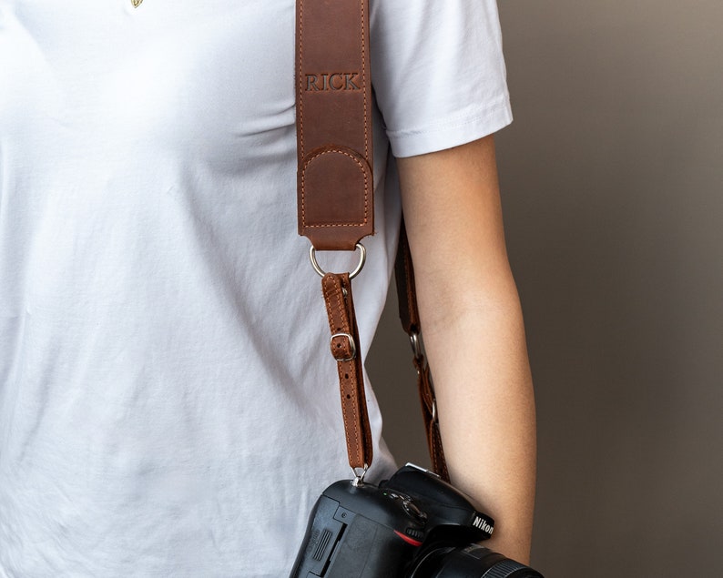 Personalized Leather Neck Camera Strap, Custom Photographer Gift, Adjustable Strap, Travel Gift, Camera Accessories image 6