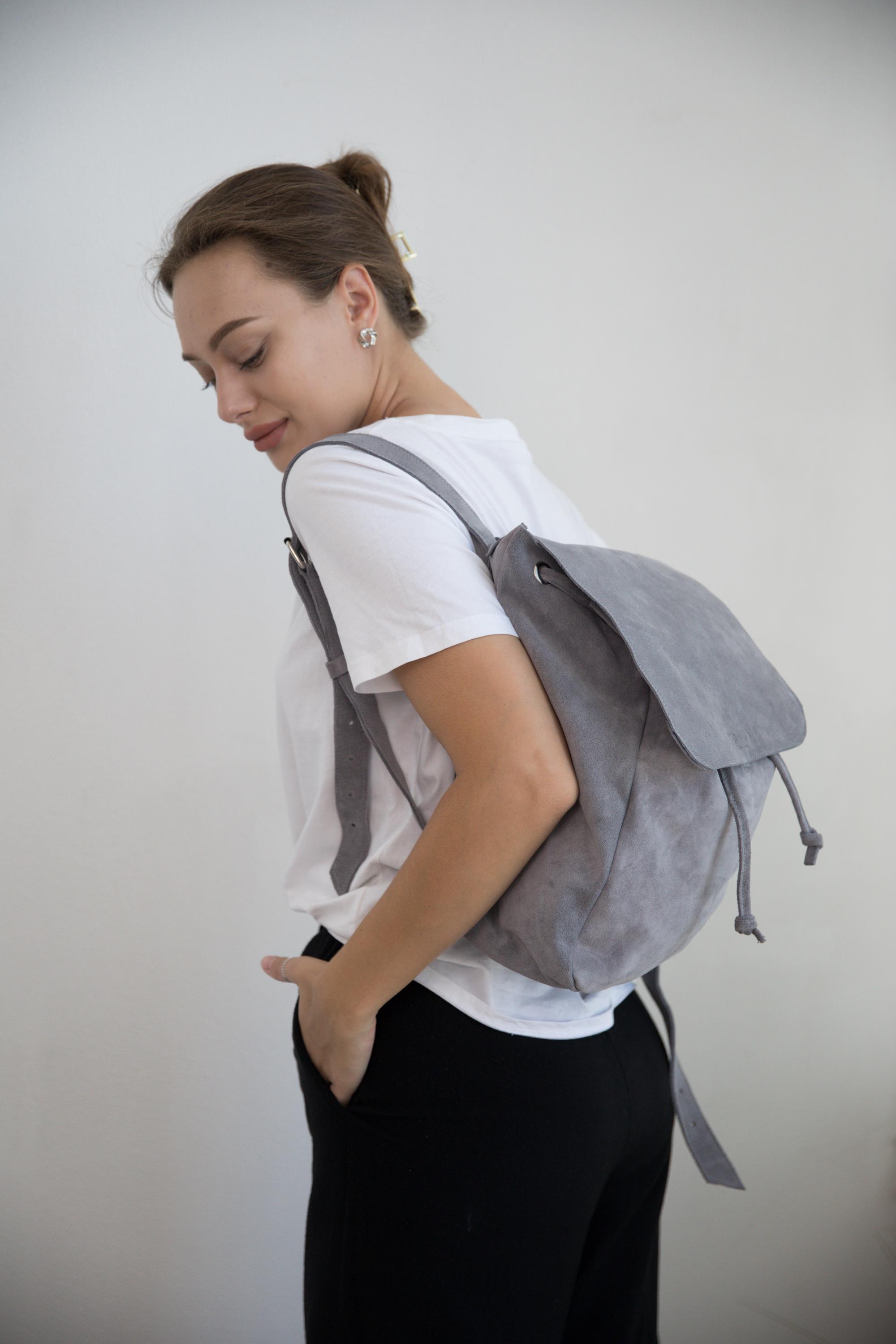 Stylish Suede Backpack for Women, Commuter Suede Backpack, Leather Mini ...