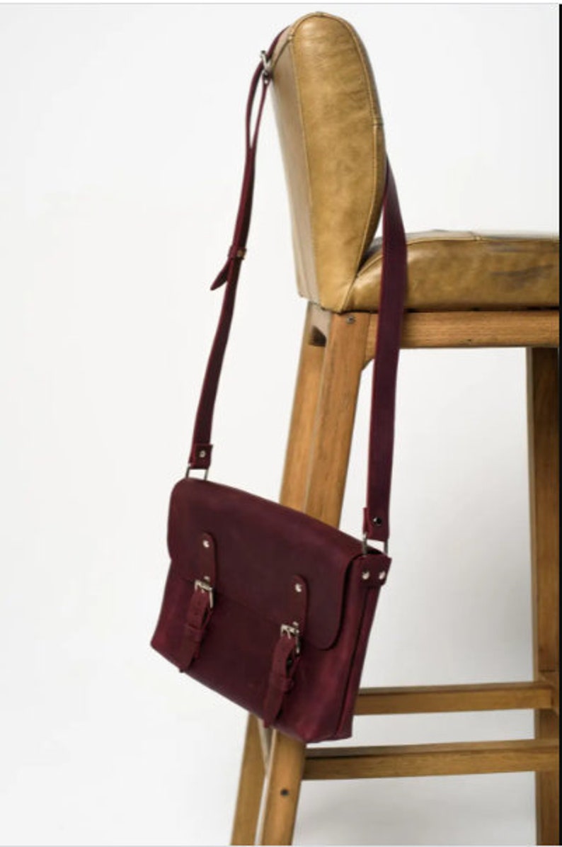 Genuine Leather Men's Briefcase, Professional Work Bag, Shoulder Laptop Bag, Fathers Day Gift Idea Burgundy