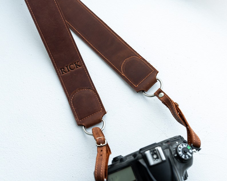 Personalized Leather Neck Camera Strap, Custom Photographer Gift, Adjustable Strap, Travel Gift, Camera Accessories image 10