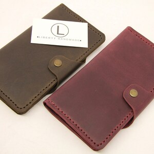 Cartera de cuero plegable hecha a mano, cartera unisex larga, cartera delgada, cartera clásica, cartera para hombre, cartera para mujer, regalo para él, regalo para ella
