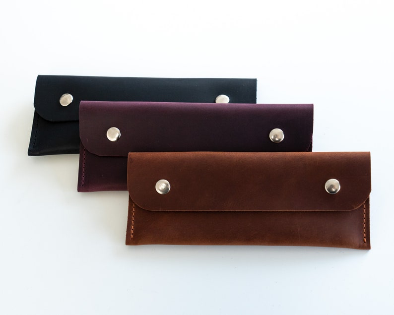 Handmade Leather Pencil Pouch, Customized Pencil Case, Personalized Pen Holder image 6