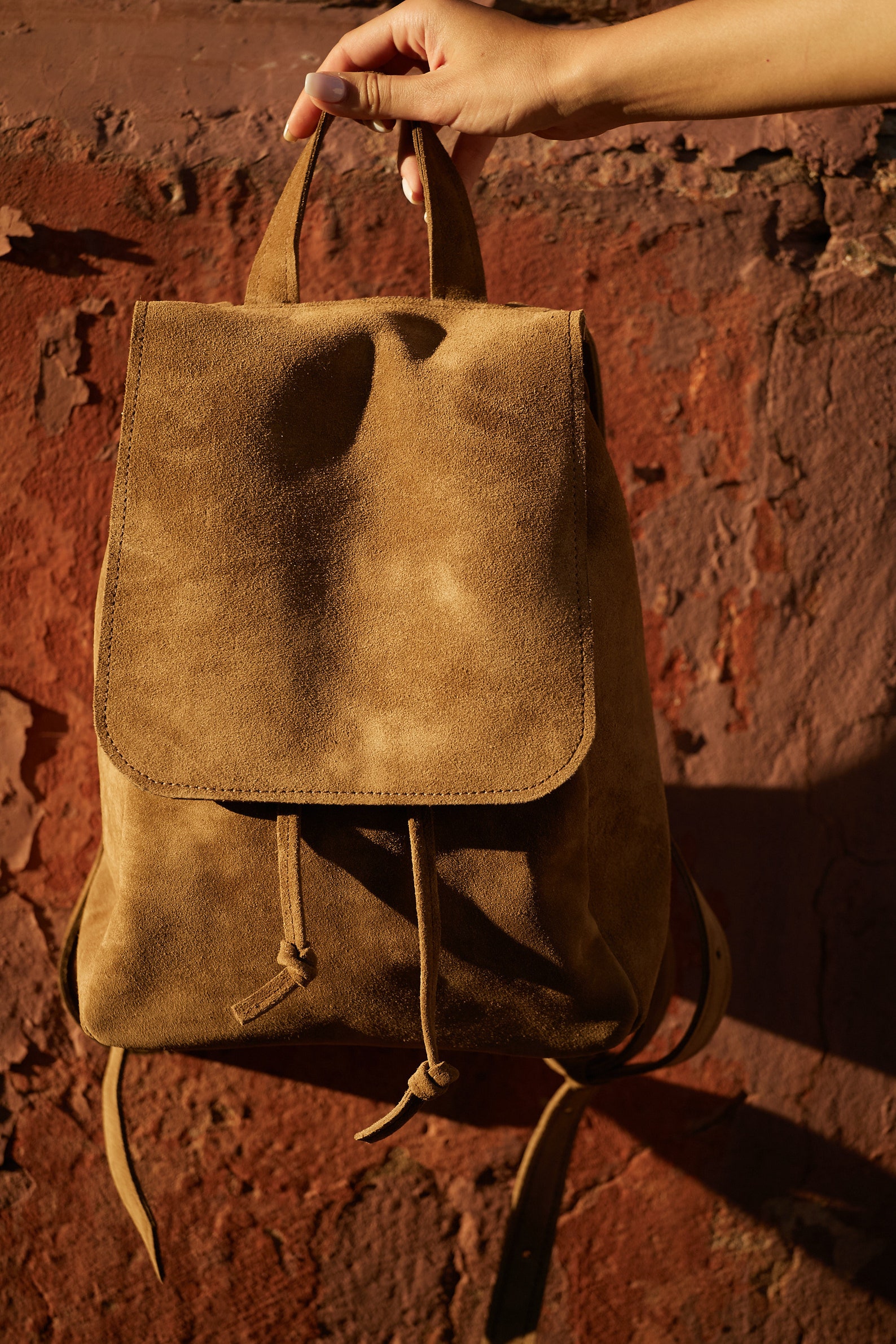 Brown Suede Backpack Leather Backpack Women Cute Backpack Etsy