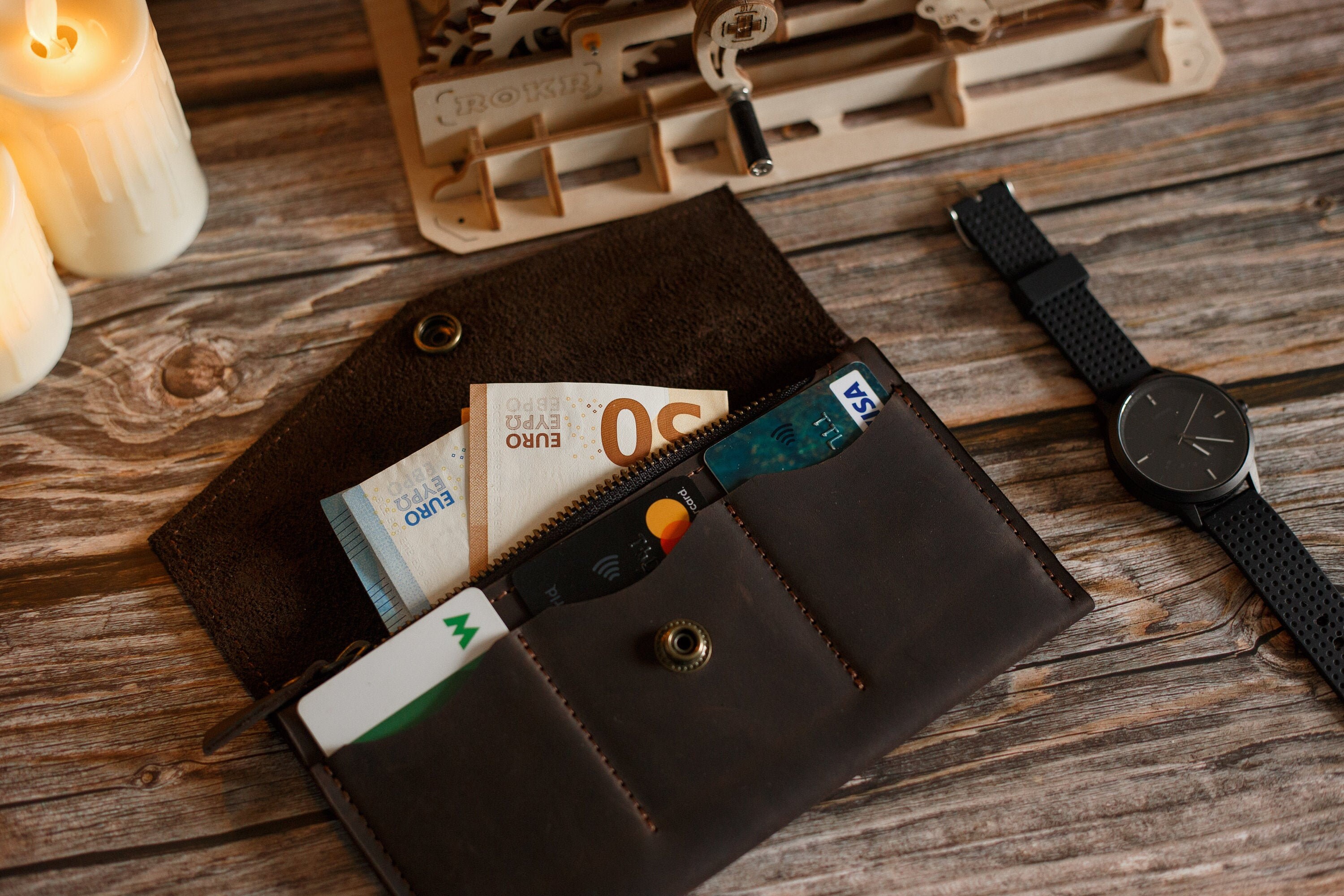 Leather book wallet. Womens Leather Wallet. Leather Clutch Etsy