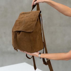 Sac à dos en daim de style vintage pour femme, sac marron, sac à bandoulière, sac de tous les jours, cadeau pour femme, cadeau pour elle, cadeaux secrets du père Noël