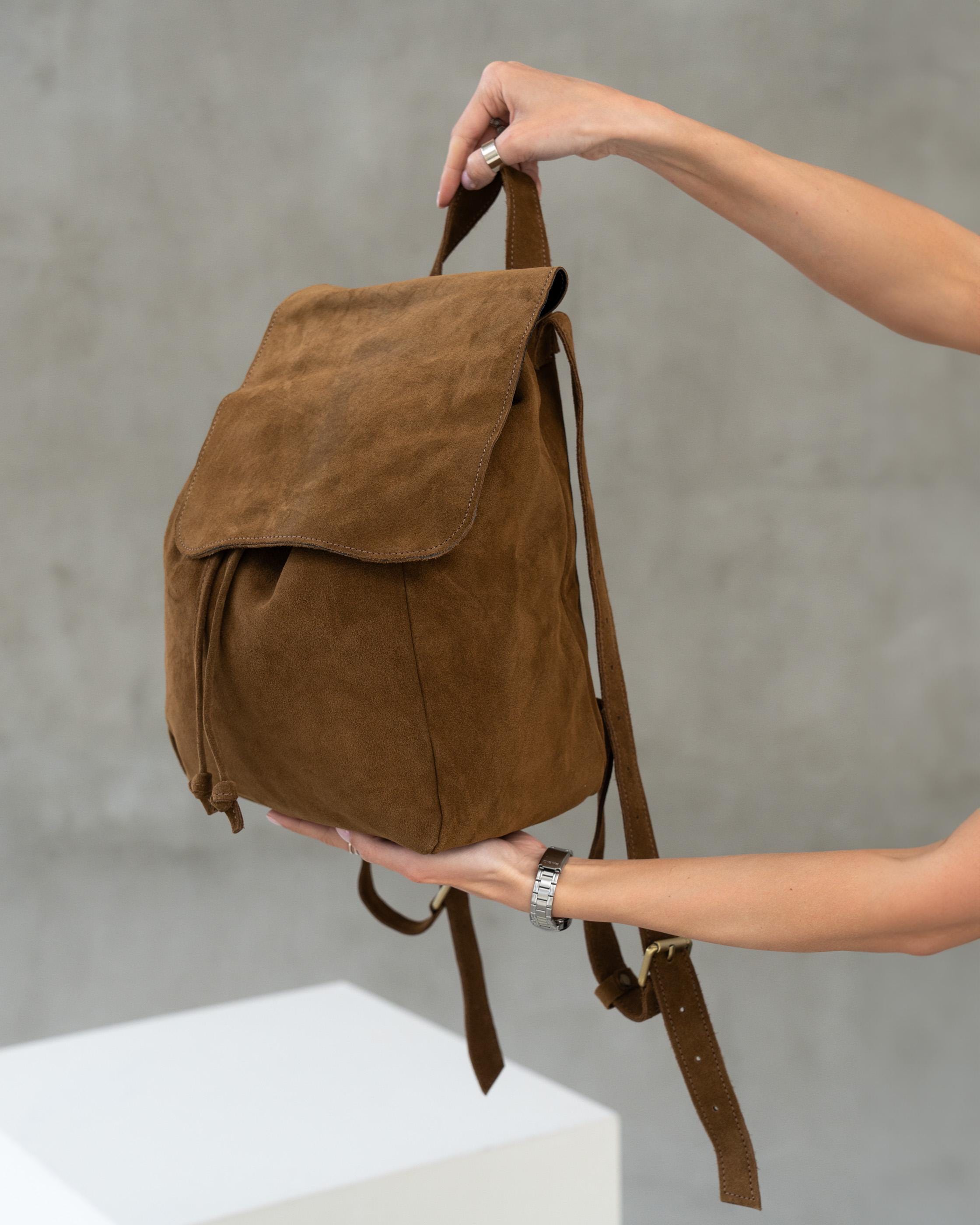 Suede Backpack Wildleder Rucksack Small Leather Suede Backpack