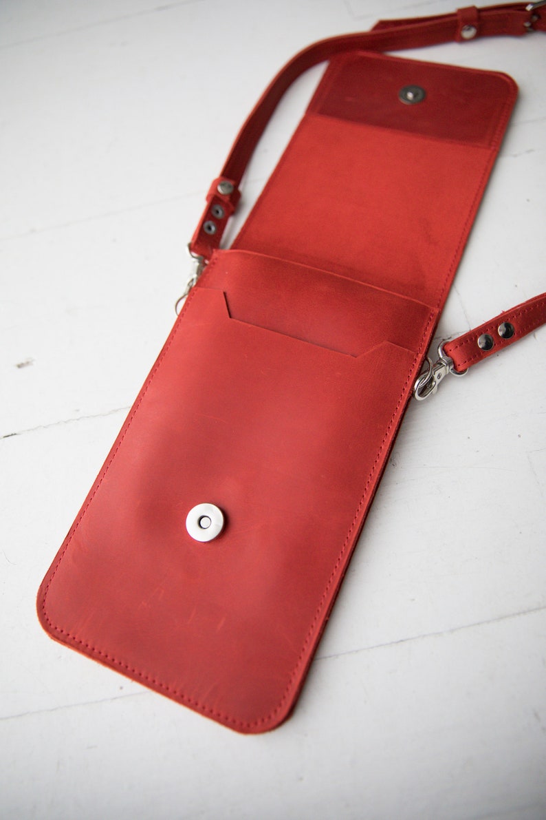 Slim Mobile Phone Bag, Phone Shoulder Bag, Crossbody Bag for Mobile Phone, Cell Phone Bag, Personalized leather cross body phone bag image 5