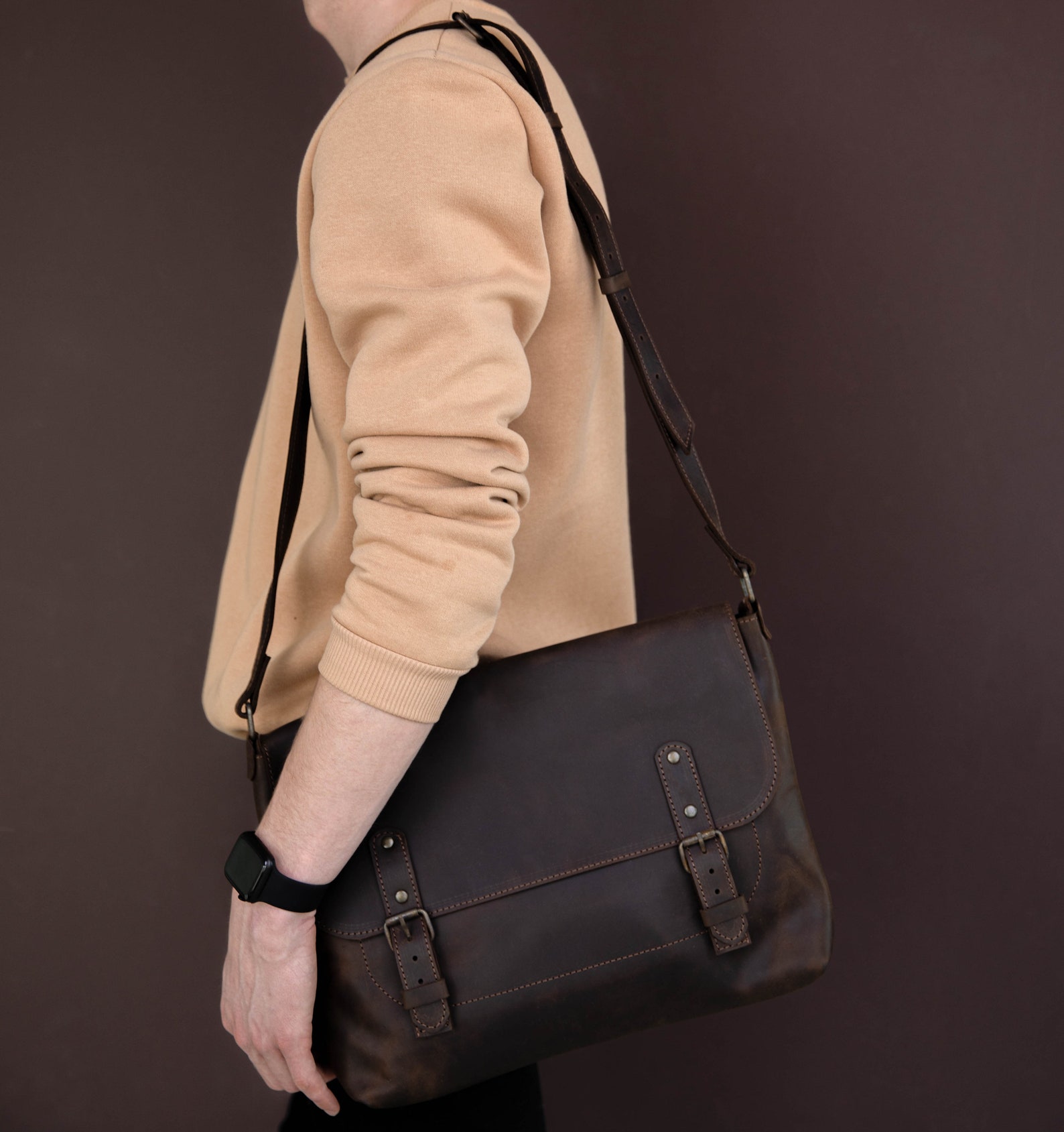 Laptop Leather Bag Custom Laptop Bag Leather Briefcase Men Etsy