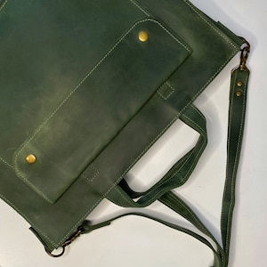 MacBook Leather Case, Leather Laptop Sleeve Bag, Leather laptop bag handle briefcase, Personalized Messenger Bag, Custom MacBook Case image 3