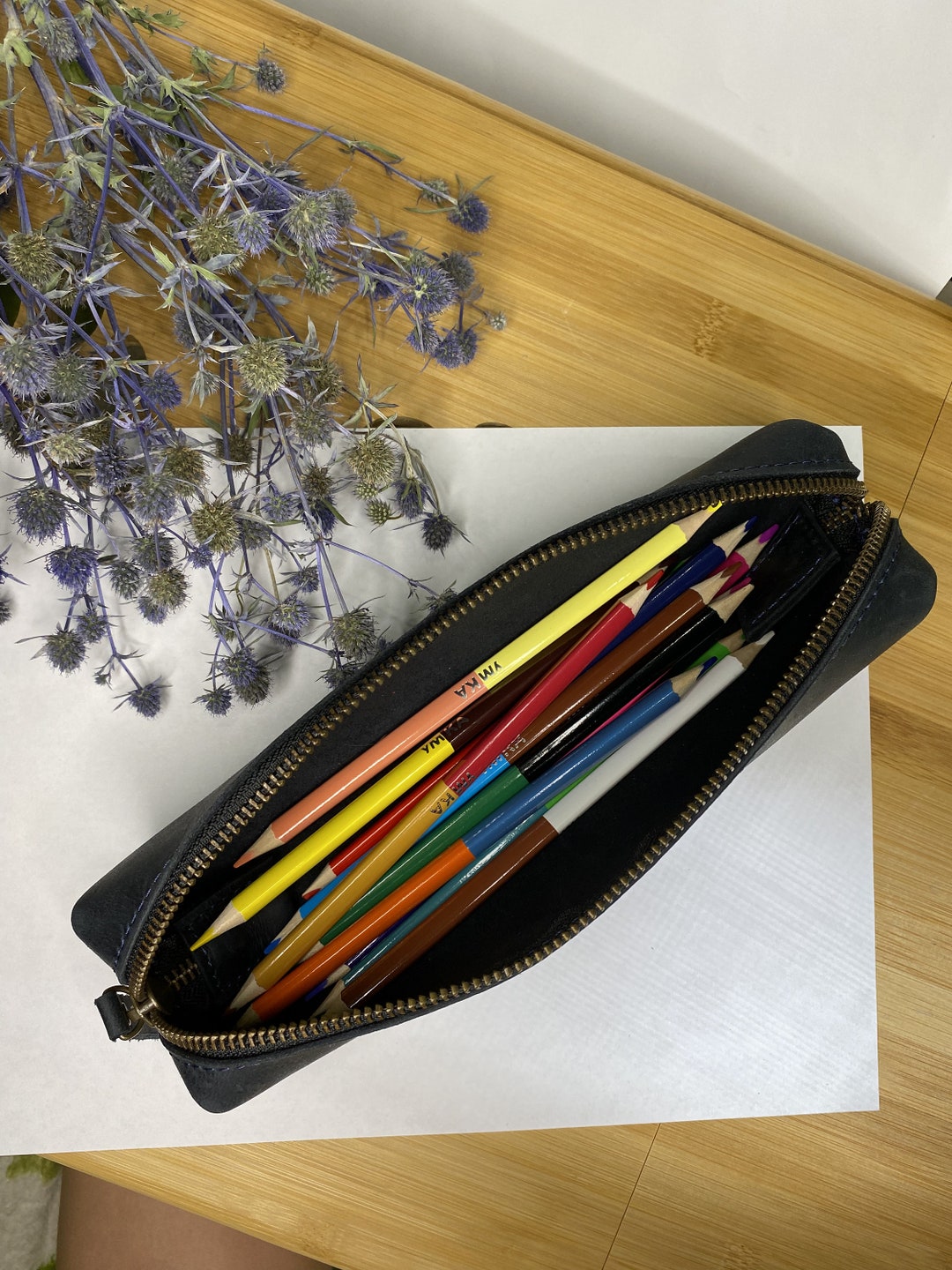 Personalised Leather Pencil Case Custom Pencil Pouch Etsy