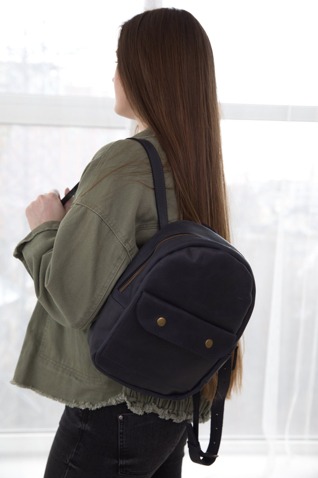Small Leather Women's Travel Backpack Mini Rucksack, Girlfriend Gift ...