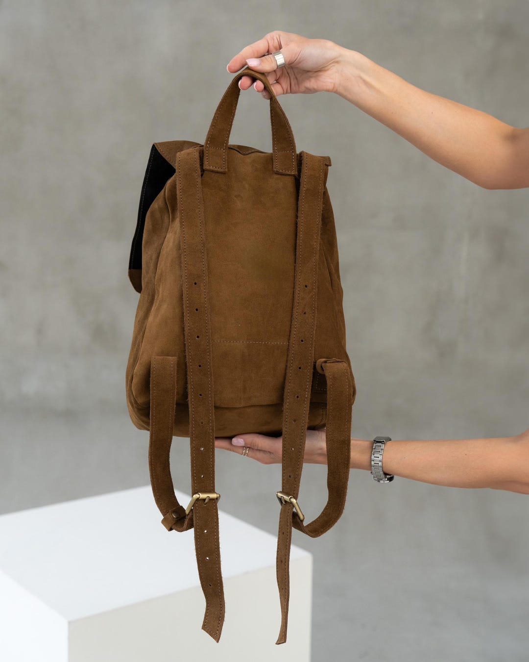Rustic Suede Backpack, Mom Bag, Vintage Style Rucksack, Women's Gift ...