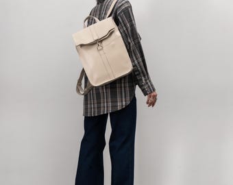 leather backpack for women, beige Laptop Backpack Purse, Women's Laptop Travel Bag, City backpack, Christmas gift, summer bag, Mother's day