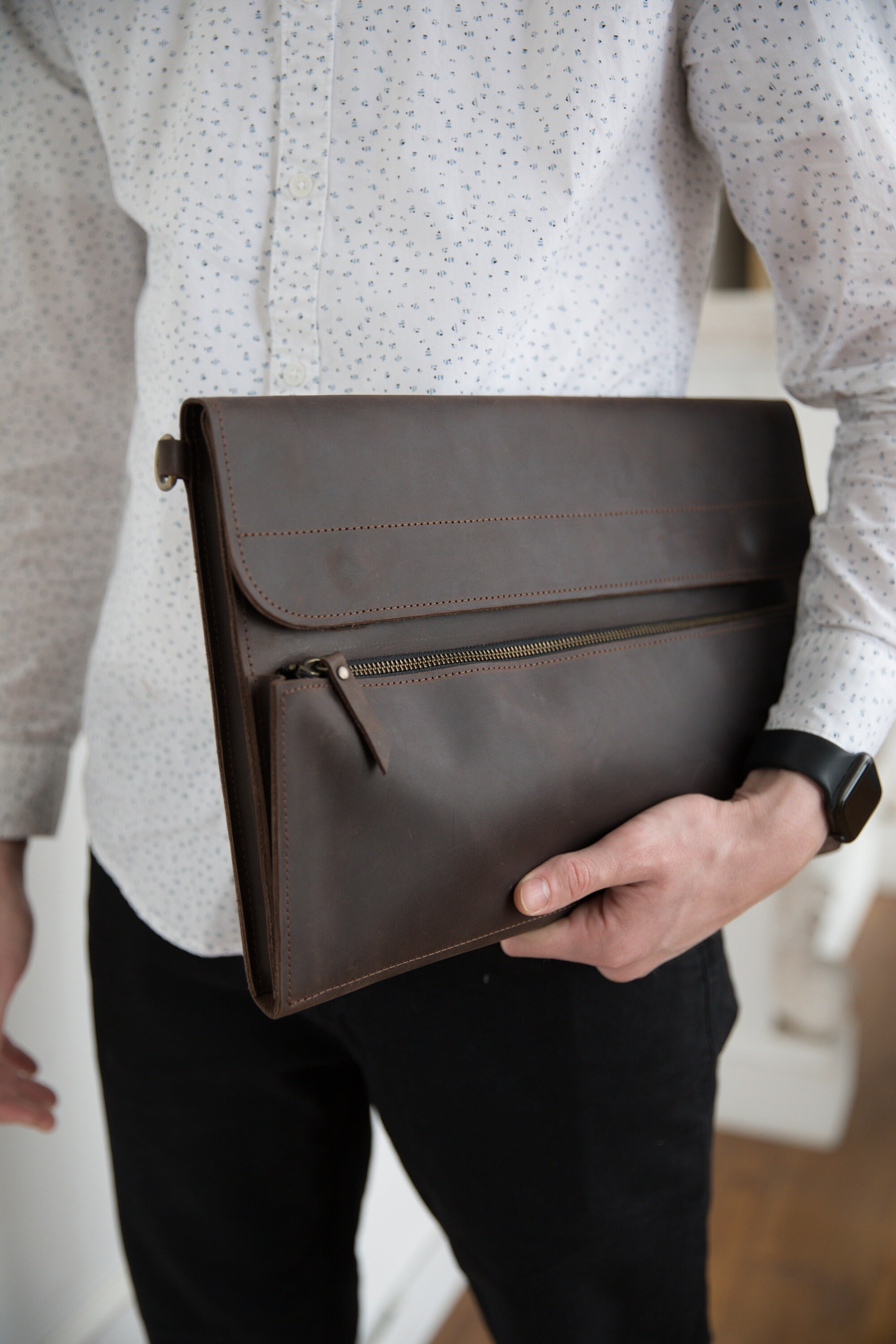 Brown Custom Men's Laptop Bag, Personalized Computer Briefcase ...