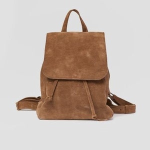 Brown Suede Backpack Leather Backpack Women Cute Backpack - Etsy