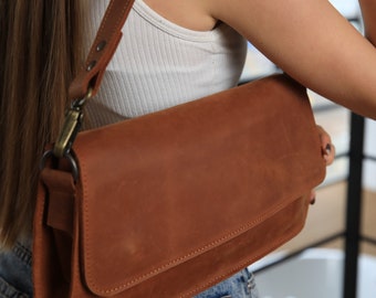 Stylish Small Leather Shoulder Bag, Genuine Leather Purse, Women's Crossbody Handbag, Mom Gift, Mothers Day Gift