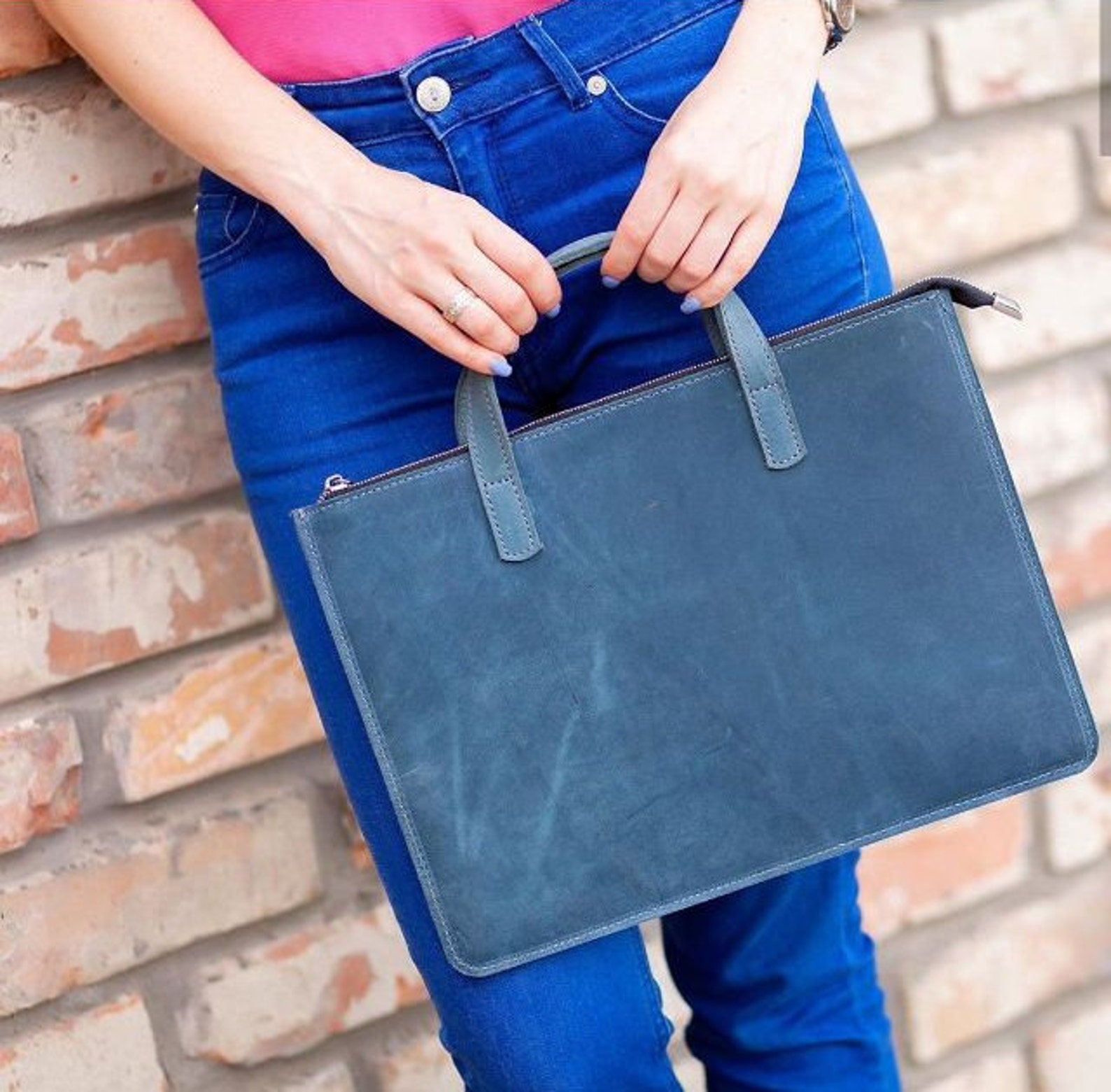 Leather Laptop Bag Felt Macbook Pro Bag 13 Inch Laptop Bag Etsy