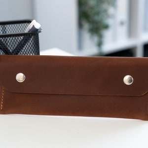 Handmade Leather Pencil Pouch, Customized Pencil Case, Personalized Pen Holder image 9
