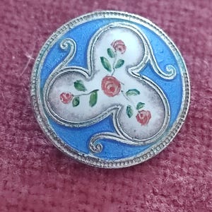 cloisonne enamel stamped silver button