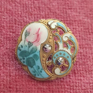 cloisonne fretwork enamel brass button