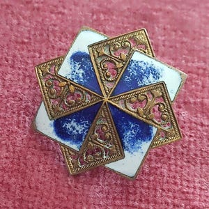 cloisonne & fretwork enamel brass button