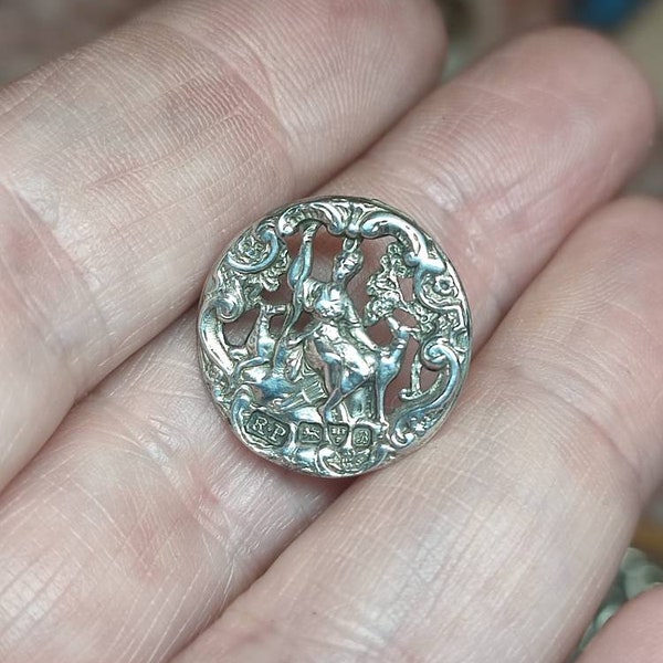 Diana silver antique button