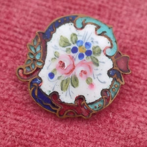 cloisonne floral enamel button