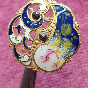 cloisonne fretwork enamel brass button