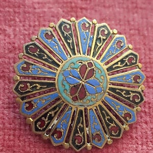 cloisonne cutwork enamel brass button