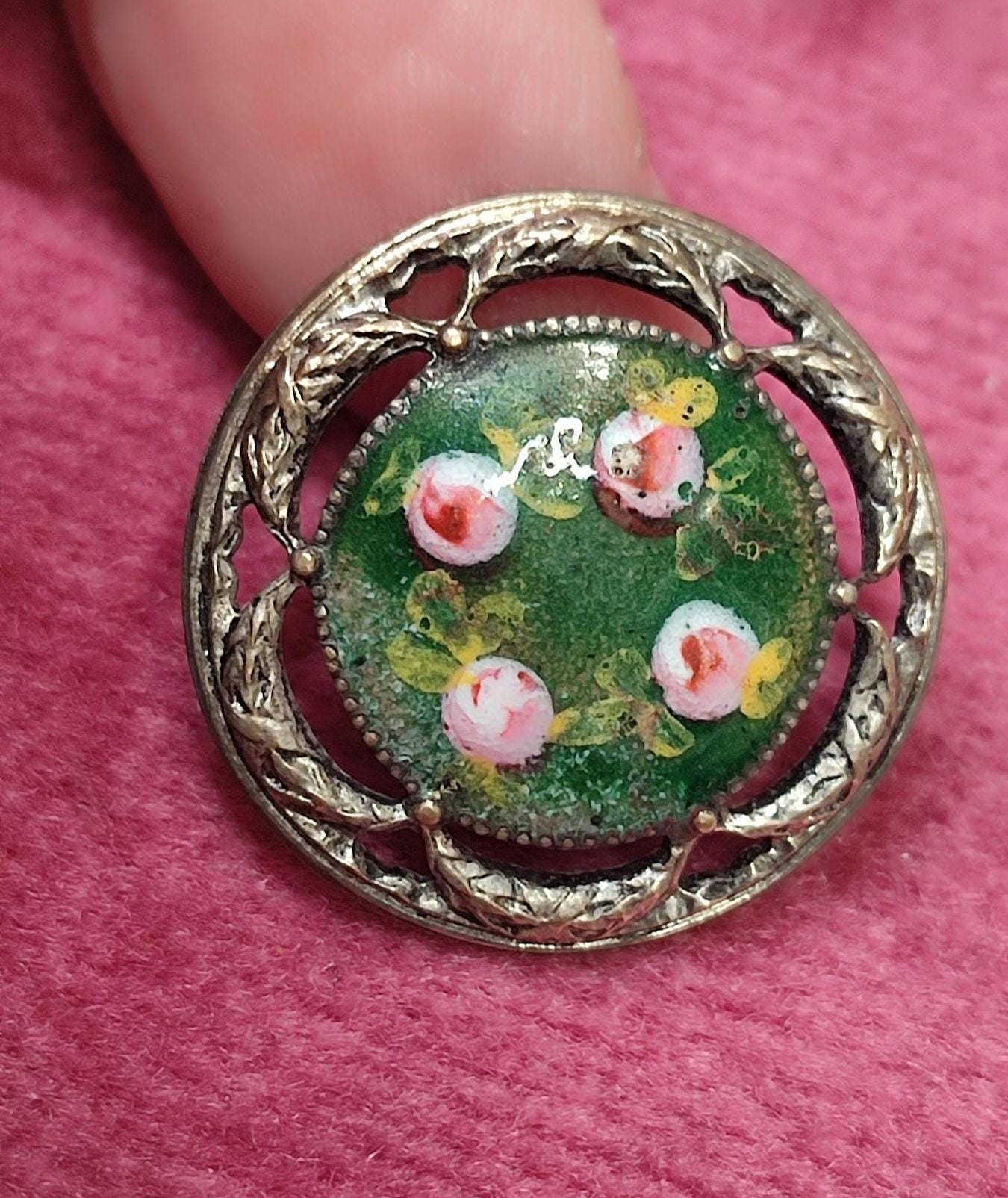Antique cloisonne enamel button