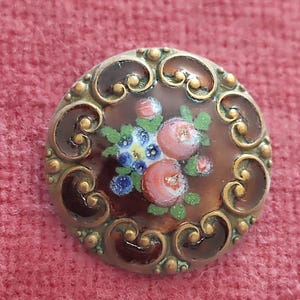 cloisonne Paris back enamel brass button