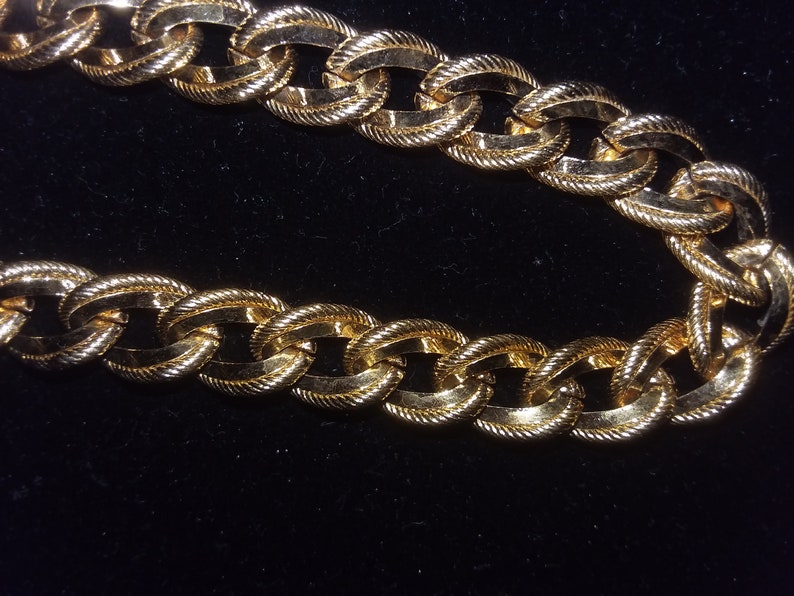Gold, Vintage Chain Necklace signed Napier Brass Bronze 15 inch