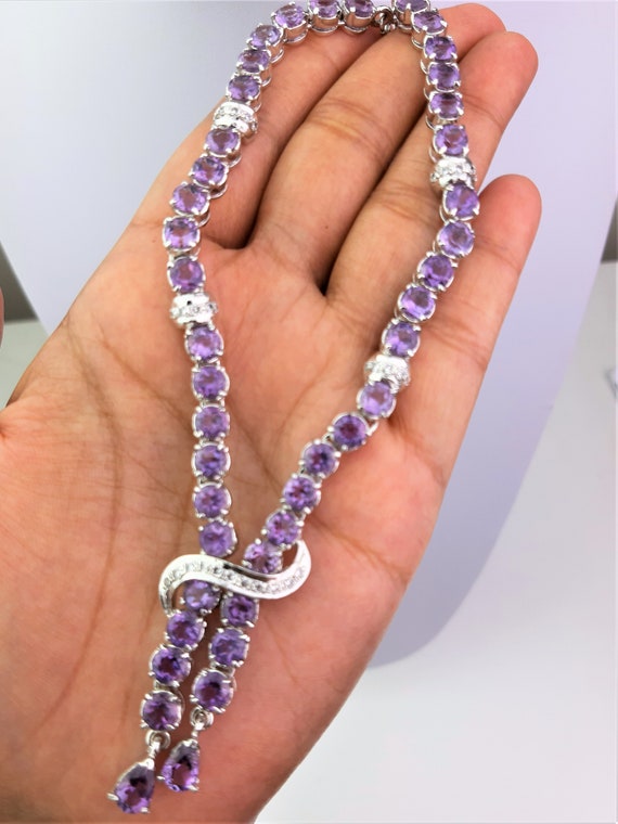 Designer Amethyst Necklace Sterling Silver 925 Handmade Necklace