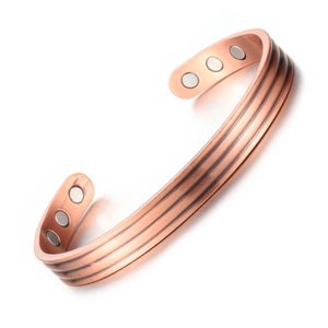 Magnetic pure copper adjustable bracelet with 6 high quality magnet,handmade,free UK delivery,Unisex cuff,birthday gift,anniversary gift