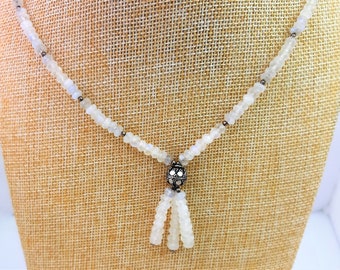 Sterling Silver 925 Handmade Necklace With Moonstone and silver beads,Easter gift,free UK delivery,anniversary gift,birthday gift,beads,gift