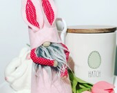 Easter Gnome Bunny Decor Gift Basket, Nordic felt Pink gnome