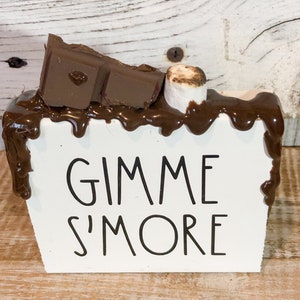 Smore sign decor, fake chocolate, fake toasted marshmallow, Fake S'mores, Fake Food, Faux Food Decor, Camping Decor, Rustic Farmhouse