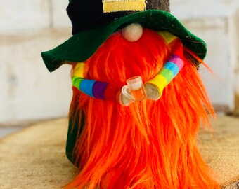 Saint Patricks Day leprechaun tomte gnome, Rainbow arms, gnome with legs, tiered tray decor, paddys day, St. Patricks Decor Leprechaun Decor