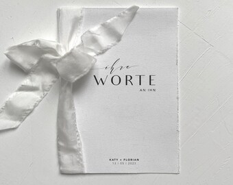 Wedding vows booklet on premium cotton linen "Your Words" "His Words" for the wedding ceremony with romantic cursive
