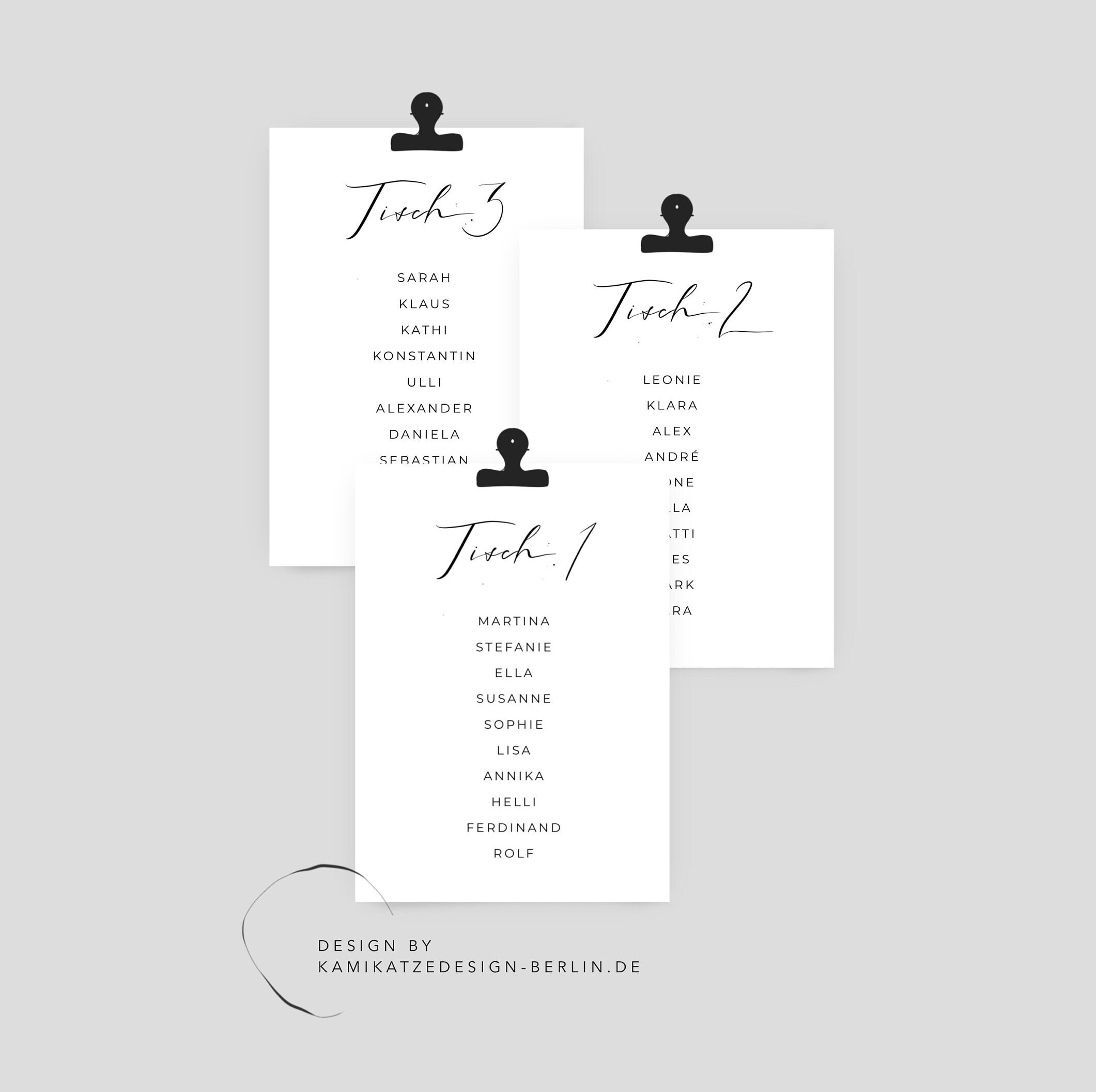 Seating Plan Cards With Names of the Guests and Table Number Etsy Canada