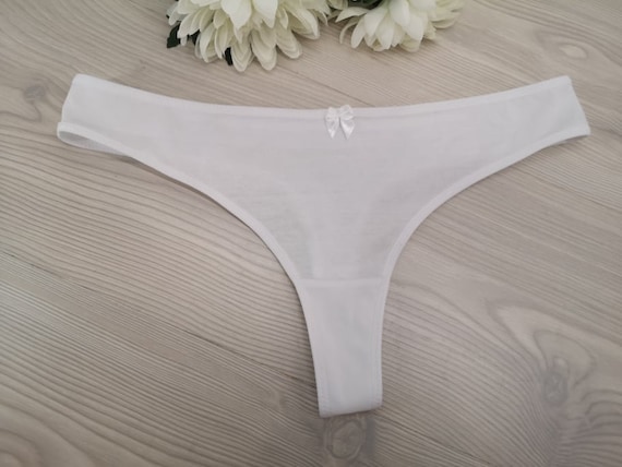 1PCS 100% Organic White Cotton Comfy Ladies Thong Panties With