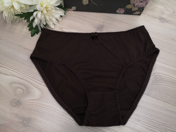 1PCS 100% Organic Cotton Comfy Chocolate Brown Ladies Hipster Panty With  Cute Bow Women's Underwear Handmade Panty Lingerie Bridal Gift 