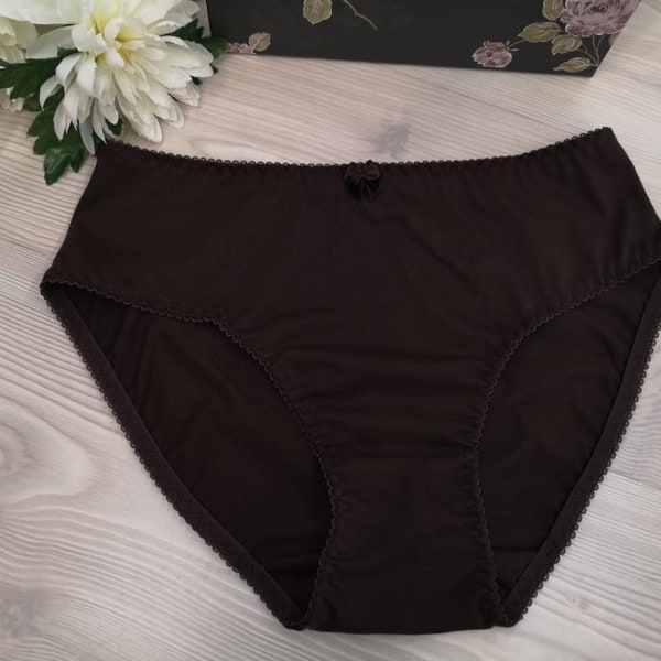 1PCS 100% coton biologique confortable chocolat marron dames culotte hipster avec joli nœud sous-vêtements pour femmes culotte faite à la main lingerie cadeau de mariée