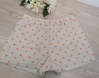 1PCS 100% Organic Flannel Cotton Foxy Print Comfy Ladies Hipster Sleeping Shorts Women's Underwear Handmade Lingerie Bridal Gift