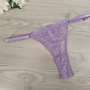 Lilac Adjustable straps low waist string panty Comfy Ladies String Panties Women&#39;s Underwear Handmade Bridal Lingerie