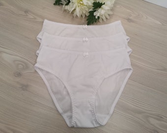 Vintage 90's Adona White Floral Pattern High Waist Underwear Size Large -   UK