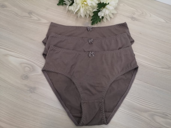 3PCS SET 100% Organic Gray Cotton Comfy Ladies Hipster Panties